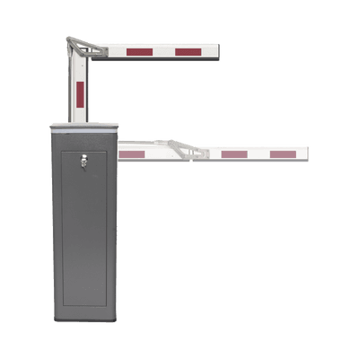 Kit de Barrera Vehicular Derecha y Brazo ARTICULADO de 3 Metros / Finales de Carrera Ajustables por Programación / Movimiento Fluido / Diseño Elegante Color Gris / Con Corona Led Semaforizada