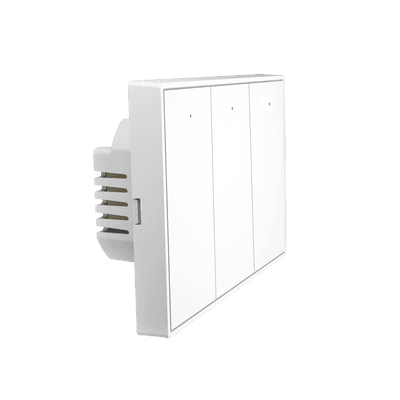 Interruptor On/Off panel táctil touch inalámbrico ZigBee Plus 3 botones. Compatible Control Akubela