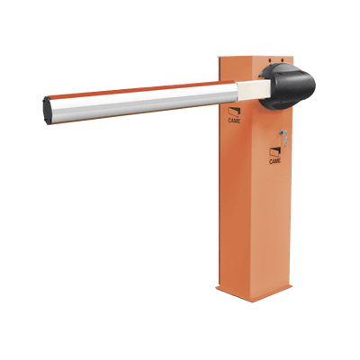Kit de barrera vehicular CAME G3750 / Gabinete naranja / Incluye mástil de 4 metros sin iluminación / Incluye resorte 001G04060 (Resorte verde)