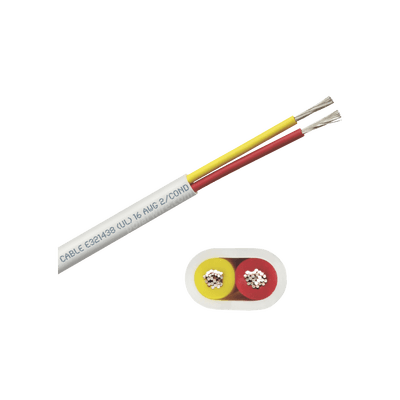 Rollo de cable plano grado marino calibre 16,  de 2 conductores (rojo y amarillo) de 250 pies (76.2 m).