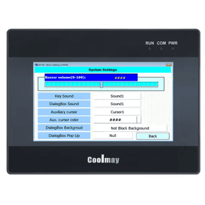 Panel HMI Táctil 4.3 Pulgadas / Resolución 480x272 píxeles / Interfaces RS232 + RS485 / Puerto Ethernet / Puerto USB / Software VCool Programming