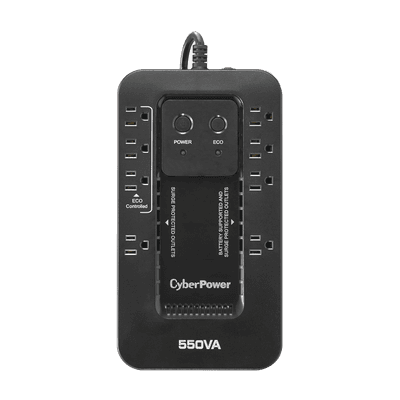 UPS de 550 VA/330 W, Topología Standby con Modo Ahorrador ECO, Entrada 120 Vca NEMA 5-15P, Con 8 Tomas NEMA 5-15R 