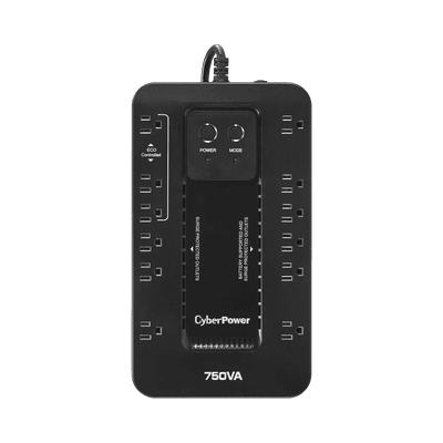 UPS de 750 VA/450 W, Topología Standby con Modo Ahorrador ECO, Entrada 120 Vca NEMA 5-15P, Con 12 Tomas NEMA 5-15R 