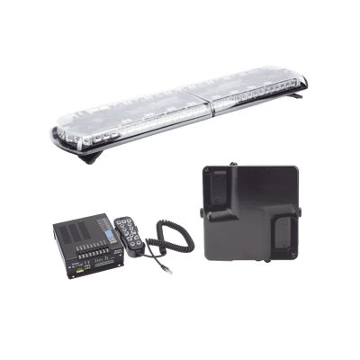 Kit de Sirena Vehicular H2 Covert, Bocina ultradelgada y Torreta 48" Serie 12 con 130 LED, dual color rojo/azul/claro/ambar, ideal para equipar unidades de policia