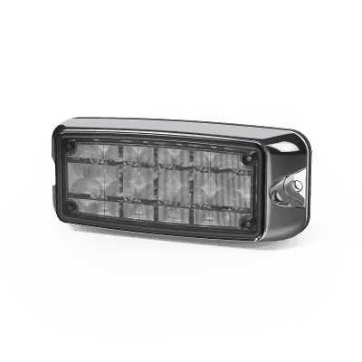 Luz De Advertencia De 5x2" 10 Led, Rojo/Claro, Bisel Cromado, Lente Transparente