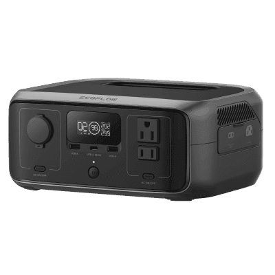 EcoFlow River 3 | Estación de Energía Portátil 245Wh Litio LFP / 2 AC 300 W (Max. 550W) / 1 USB-C 100W / 2 USB -A 12W / Cargador de Coche 8A a 12 o 24V / Conectividad WiFi y Bluetooth (App) / Carga Solar 110W Max.