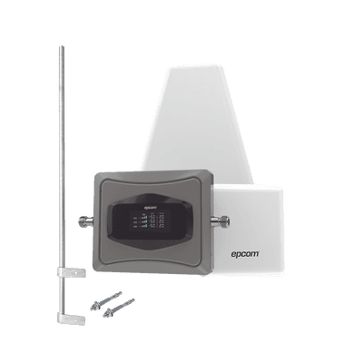 Kit Amplificador de Señal Celular 4G/ Incluye Mástil / Mejora las llamadas convencionales y VoLTE / Soporta datos de tecnologías 2G, 3G y 4G de TELCEL, AT&T y MOVISTAR / Cubre hasta 600 m2.