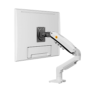 Brazo Ajustable para Monitor Ergonómico / Compatible con Monitores de 17" - 30" / Capacidad de Peso hasta 9 kg / Rotación 360° / Inclinación +85° a  -30° / Giro 180° / Ajuste de Resorte de Gas / Color Blanco