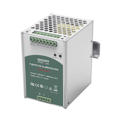 Fuente de Poder Industrial 48 Vcc @ 10A / 480W / Función relay Vcc  / Función de Conexión Paralelo / Riel Din
