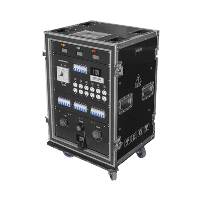 Centro de carga movil para instalaciones temporales con conexión TIPO socapex a 110v Y 220V | RACK 16U