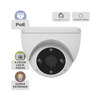 Cámara IP POE Inteligente / 2K 4MP (2304x1296) / IA Detección Humano-Vehiculo / Visión Nocturna Color / Audio Bidireccional / IP67 / Almacenamiento MicroSD 512GB