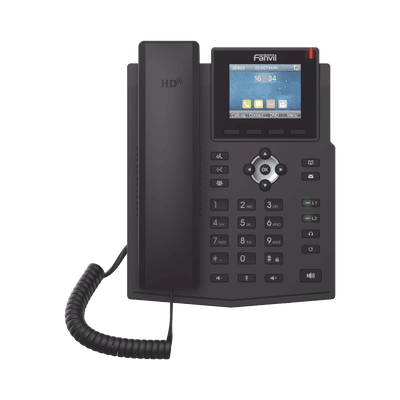 Teléfono IP empresarial para 4 líneas SIP con pantalla LCD de 2.8 pulgadas a color, puertos Gigabit, IPv6, Opus y conferencia de 3 vías, PoE