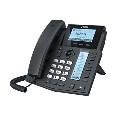 Teléfono IP Empresarial Para 6 Líneas SIP con Voz HD con 2 Pantallas LCD, 8 teclas BLF y Conferencia de 3 vías con Soporte Para PoE