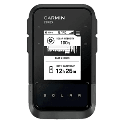 Navegador GPS Portátil / Pantalla 2.2″ de Alto Contraste / Batería Ilimitada con Carga Solar (75 000 lux) / GPS Multibanda / Brújula Digital / Resistente al Agua IPX7 / Compatible con Garmin Explore