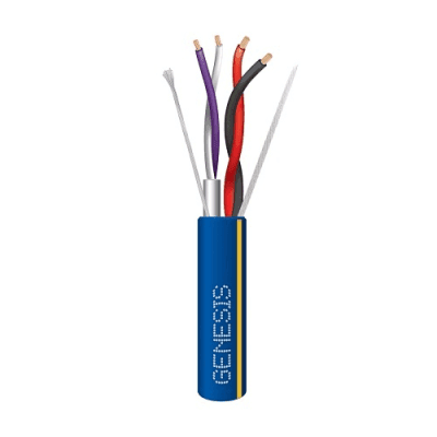Bobina de 305 Metros (1000 Pies) / Cable 2 x 18 + 2 x 22 AWG / Color Azul con Línea Amarilla / Par 22 AWG Blindado / para Aplicaciones de Control de Iluminación