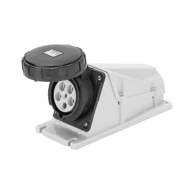 BASE DE SUPERFICIE ANGULADA 90° - IP67 - 3P+N+T 125A 480-500V 50/60HZ - NEGRO - 7H - CABLEADO A TORNILLO