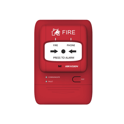 (HikFire) Botón Manual de Alarma contra Incendios / Comunicación LoRa / Indicador Multicolor / Reseteo con Llave / Instalación en Pared