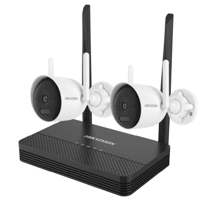 Kit IP Inalámbrico 4 Megapixel / NVS 4 Canales / 2 Cámaras Bala para Exterior con Lente 2.8 mm y Dual Light (30 mts IR + 30 mts Luz Blanca) / Audio Bidireccional (Micrófono y Bocina) / Soporta Micro SD de 512 GB