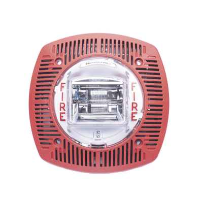 Bocina con estrobo para pared color roja