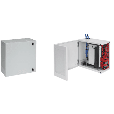 Gabinete de Montaje en Pared L-Box, 914 x 610 x 313 mm, de Acero, 6 UR, Color gris