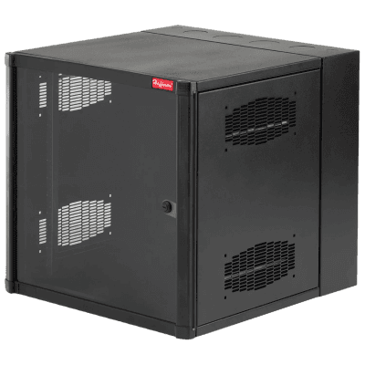 Gabinete AccessPlus de Montaje en Pared de 19in, Rieles Numerados y Roscados #10-32, Puerta con Ventana de Seguridad, 600 mm de Ancho, 762 mm de Profundidad, 12 UR, Color Negro