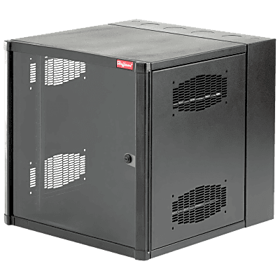 Gabinete AccessPlus de 12 UR Montaje en Pared de 19in, Rieles Numerados y Roscados #10-32, Puerta con Ventana de Seguridad, 620 mm de Ancho, 953 mm de Profundidad, Color Negro