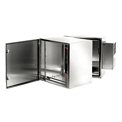 Gabinete de Pared ProTek / Bisagra Doble / AC Tipo 4 4X 12 / Acero Inoxidable 304 / 12U / 621 mm (24.4 in) Alto x 600 mm (23.6 in) Ancho x 789 mm (31.1 in) Fondo / Cepillado #3 / Montaje en Rack 19 pulgadas