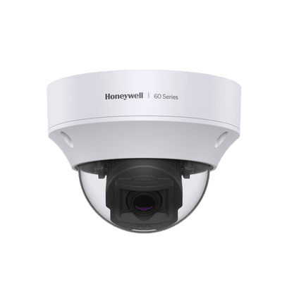 Domo IP 5 MP / Lente Mot. 2.7-13.5 mm / Exterior / 50 mts IR / H.265 / NDAA / ONVIF / IP67 / IK10 / Detección Sabotaje / Movimiento / Rostros / Intrusión / Merodeo / Objeto Abandonado / Alarmas y Audio I/O / PoE / Serie 60 Honeywell Security