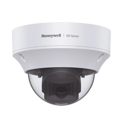 Domo IP 5 MP / Lente Mot. 7 a 22 mm / Exterior / 50 mts IR / H.265 / NDAA / ONVIF / IP67 / IK10 / Detección Sabotaje / Movimiento / Rostros / Intrusión / Merodeo / Objeto Abandonado / Alarmas y Audio I/O / PoE / Serie 60 / Honeywell Security