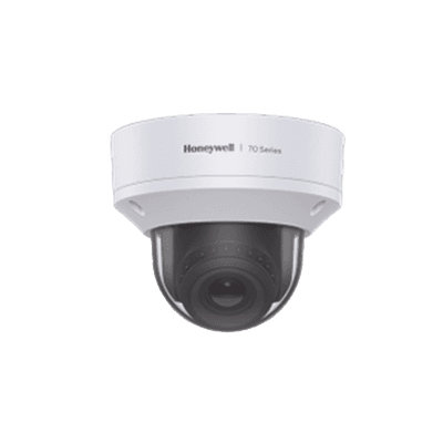 Domo IP 8 MP / Lente Mot. 3.6  a 11 mm / H.265 / NDAA / ONVIF / IK10 / WDR 130 dB / IA Avanzado Detección Sabotaje / Movimiento / Rostros / Intrusión / Merodeo / Objeto Abandonado / Alarma y Audio I/O / PoE / Serie 70 / Honeywell Security