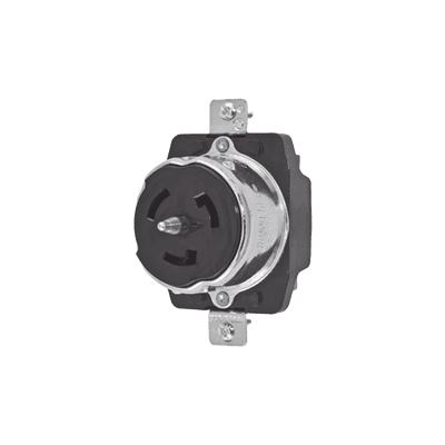 Receptáculo Trifásico con Bloqueo de Media Vuelta / 50 A 250 VCA / 3 Polos 4 Hilos / Grado Industrial / Color Negro.