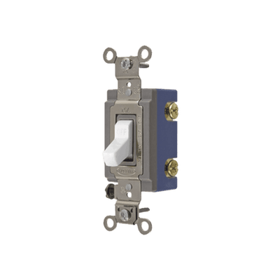 Interruptor de Palanca 15 A 120-277 V CA/ Unipolar / Grado Industrial/ Uso Extra Pesado / Cableado Lateral y Posterior / Color Blanco.