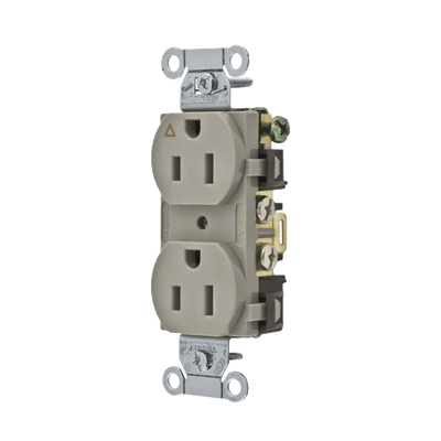 Contacto Dúplex Conexión a Tierra Aislada/ 15 A 125 V/ 2 Polos 3 Hilos/ Color Gris/ Nema 5-15R/ Grado Comercial.