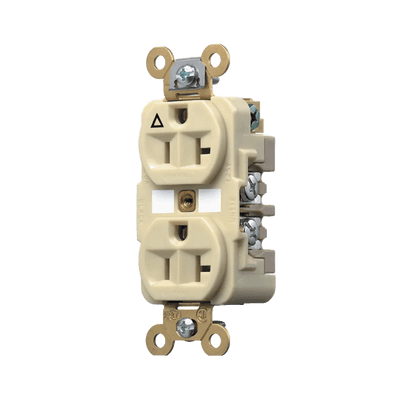 Contacto Dúplex Conexión a Tierra Aislada/ 20 A 125 V/ 2 polos 3 Hilos/ Color Marfil/ Nema 5- 20R/ Grado Industrial.