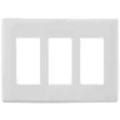 Tapa para Caja de 3 Espacios/ Contacto Duplex / Tornillos Ocultos / Color Blanco.