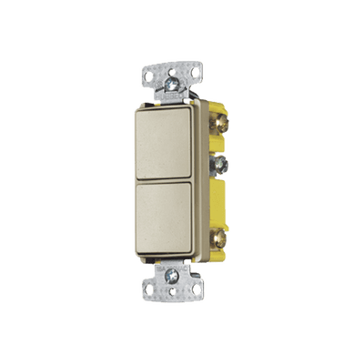 Interruptor Residencial 15 A 120-277 V / 2 Bases Unipolares / Cableado lateral / Color Marfil.