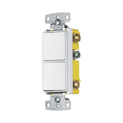 Interruptor Residencial 15 A 120-277 V, 1 Polo 3 Vías, Cableado lateral, Color Blanco.