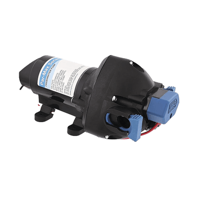 Bomba controlada por presión Par Max 2 a 24 Vcd, caudal de 2 GPM, presión máxima 35 psi, para manguera de entrada con orificio de 13 mm (½”)