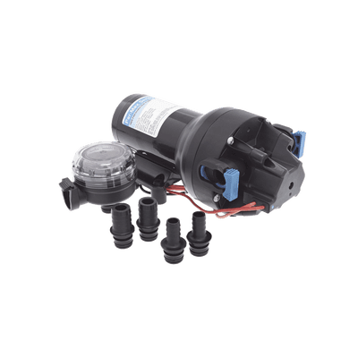 Bomba de diafragma controlada por presión para trabajo pesado ParMax de 12 Vcd, caudal de 5 GPM, presión máxima 60 psi, para manguera de diámetro interior de 13 mm (1/2") y 19 mm (3/4")