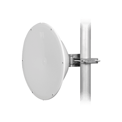 Antena direccional de Alto Rendimiento/ Parábola profunda para mayor aislamiento al ruido / 24.5 dBi / (4.9 - 6.4 GHz) / Conectores N-Hembra / Fácil Montaje y Soporte de acero inoxidable /  Radomo Incluido