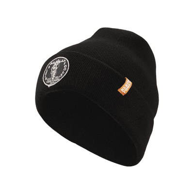 Gorro Negro de Tejido Grueso para Instaladores, con Logo KLEIN TOOLS Vintage.