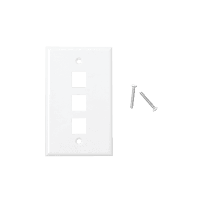 Placa de Pared de 3 Puertos, Keystone, Color Blanco