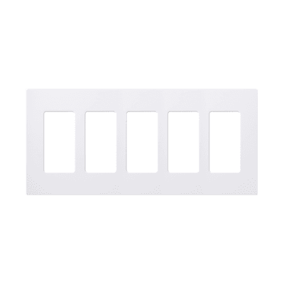 Placa de pared 5 espacios, para atenuador (dimmer), switch ó control remoto PICO inalámbrico
