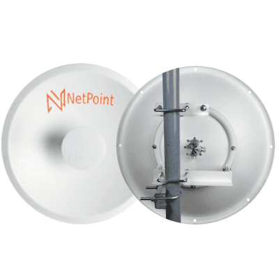 1 Antena Direccional Dual-Polaridad Alto Rendimiento / diámetro  de 39.6 cm / 4.9-7.2 GHz / Ganancia 27 dBi / SLANT de 45 ° o 90 °  / Conector N-Hembra / Montaje, jumpers y radomo incluidos.