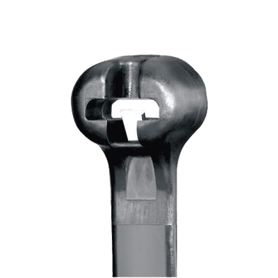 Cincho de Nylon 6.6 Dome-Top®, Con Lengüeta de Bloqueo de Acero Inoxidable, 305 mm largo x 4.7mm ancho, Color Negro, Exterior Resistente a Rayos UV, Paquete de 1000pz
