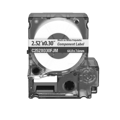 Cassette de Etiquetas de Componente de Poliéster No Adhesivas 2.52 Pulgadas (6.4 cm) W x 0.3 Pulgadas (0.76 cm) H