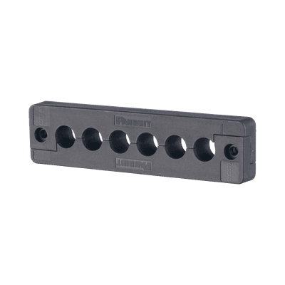Pasacables  de 6 Orificios en Línea 4.41" X 0.67" IP65,  para Cables Terminados, Color Negro