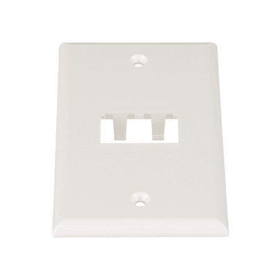 Placa de Pared Vertical Clásica, Salida Para 2 Puertos Mini-Com, Color Blanco Mate