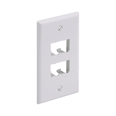 Placa de Pared Vertical Clásica, Salida Para 4 Puertos Mini-Com, Color Blanco Mate