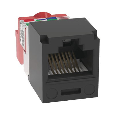 Conector Jack RJ45 Estilo T, Mini-Com, Categoría 5e, de 8 posiciones y 8 cables, Color Negro